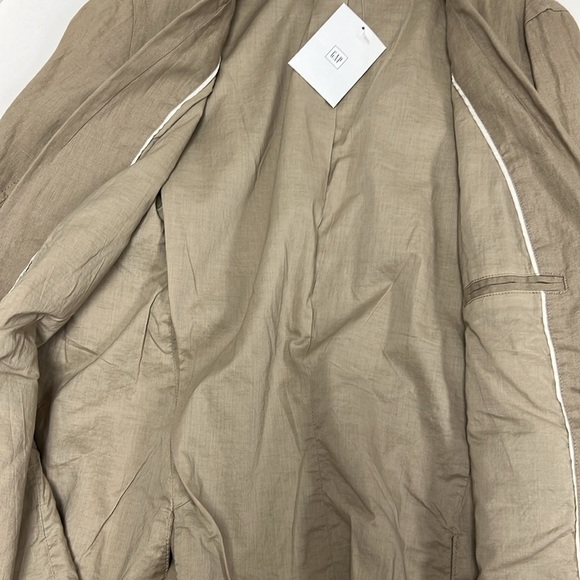 NWT Gap Women’s Fully Lined Khaki 100% Linen Blazer Size 10 - Picture 4 of 6